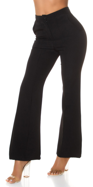 Elegante high-taille business style flared broek zwart